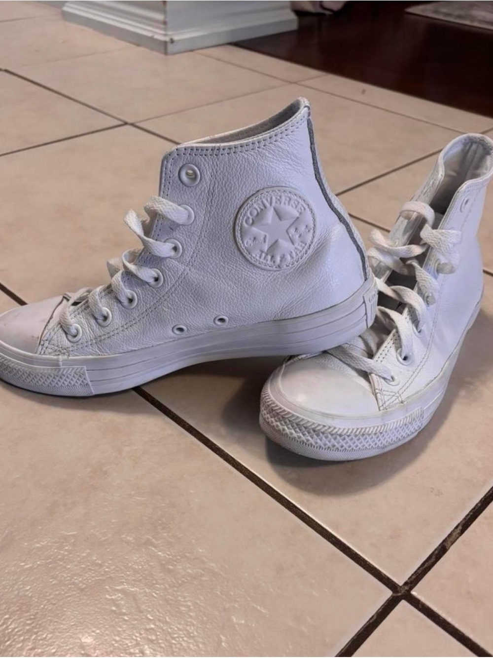 Converse White Leather High Top Sneakers